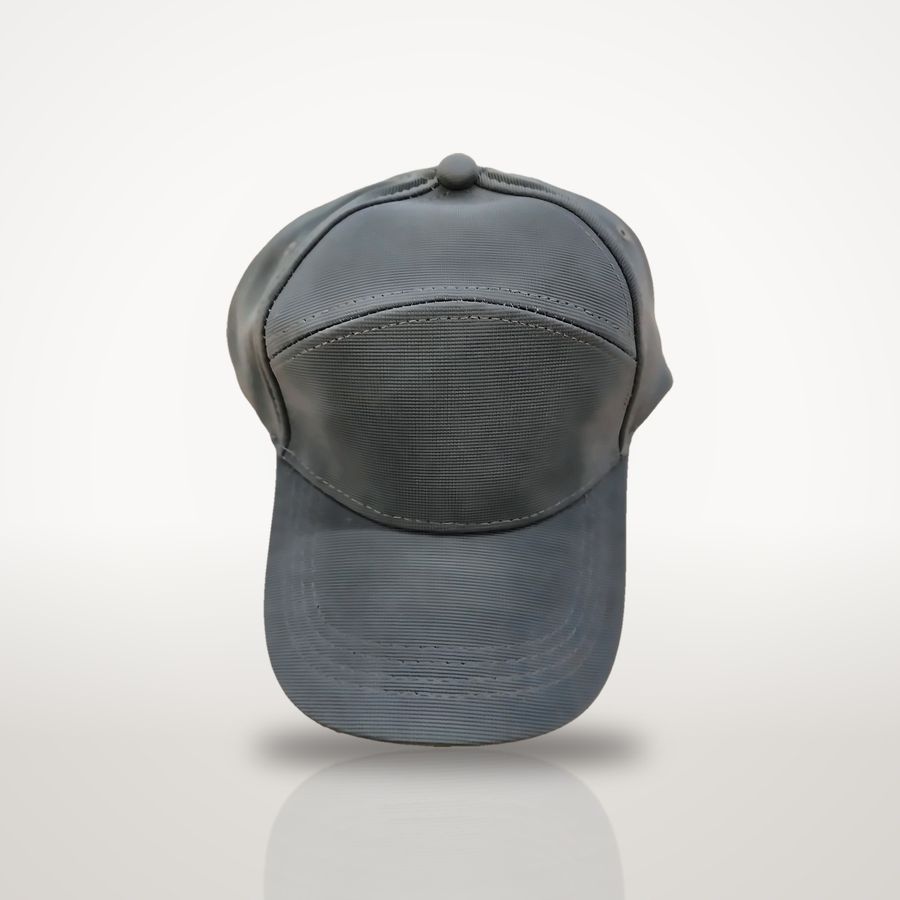 Charcoal 7-panel cap, front view