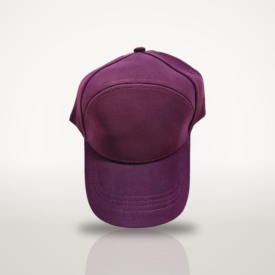 Maroon 7-panel cap, front view