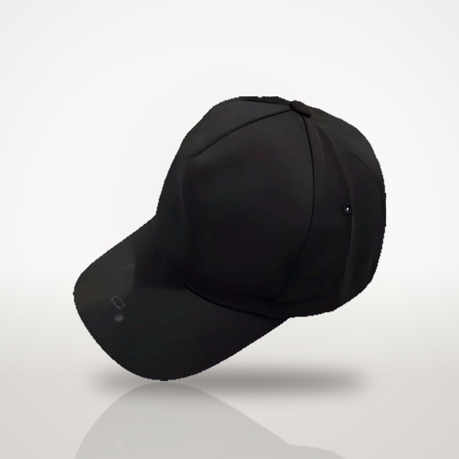 Black a-frame cap, front view