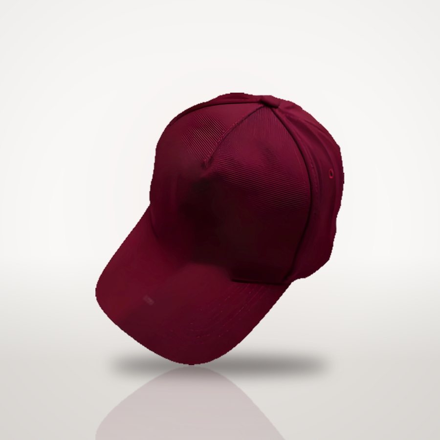Maroon a-frame cap, front view