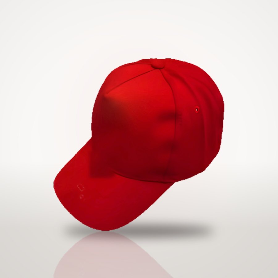 Red a-frame cap, front view