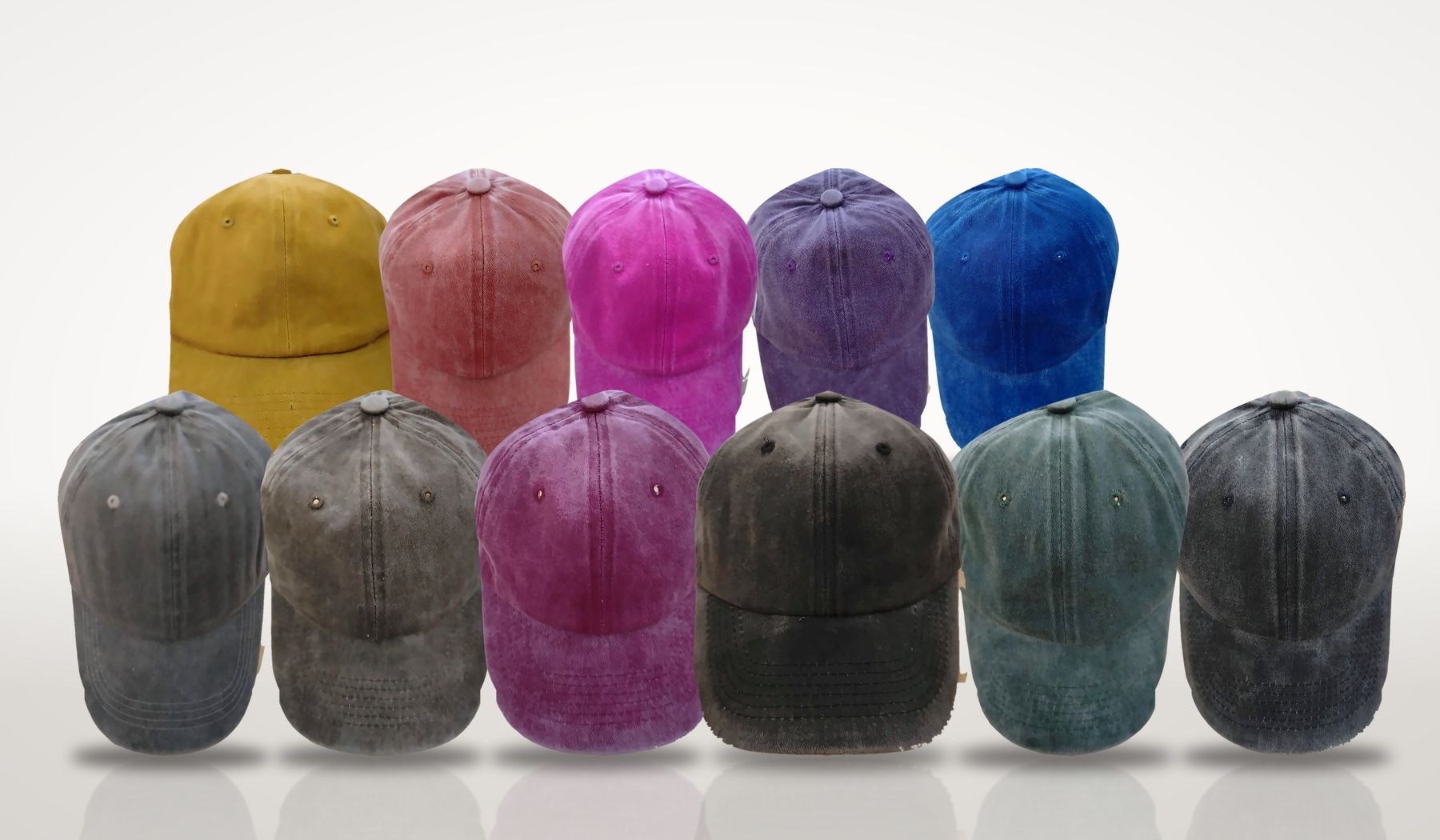 Washed caps in 11 colours
