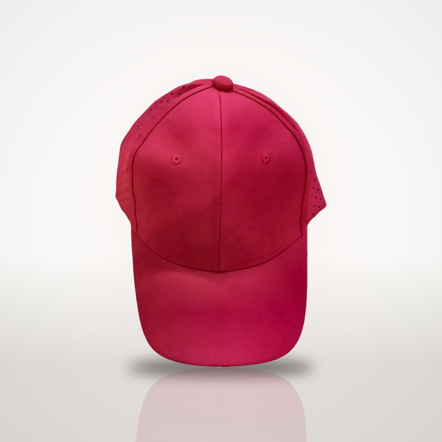 Red perforated cap, front view