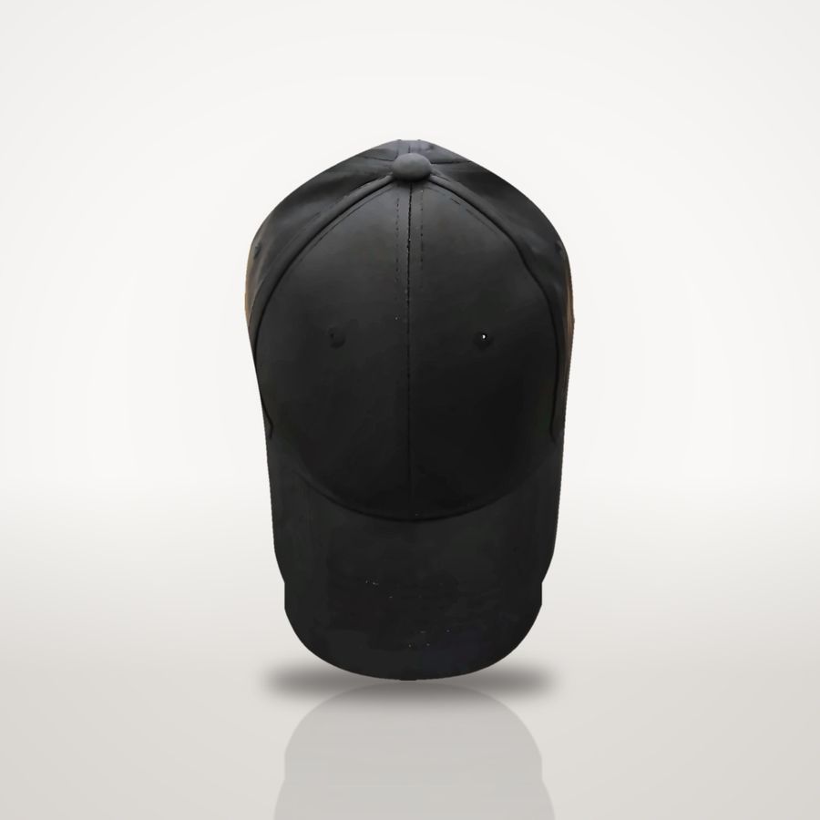 Black performance cap, front view