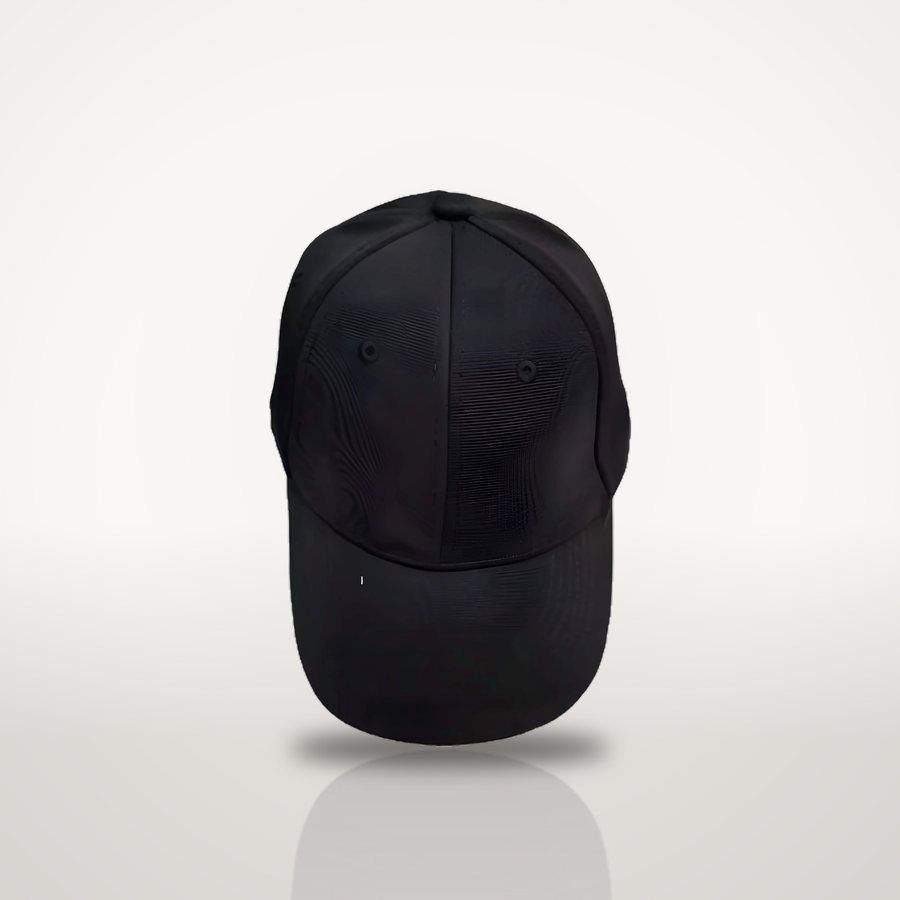 Black structured cap, front view