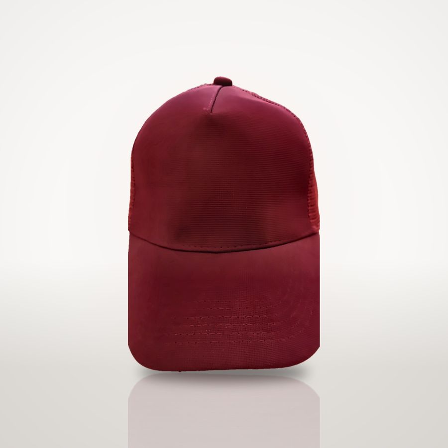 Maroon trucker cap, front view