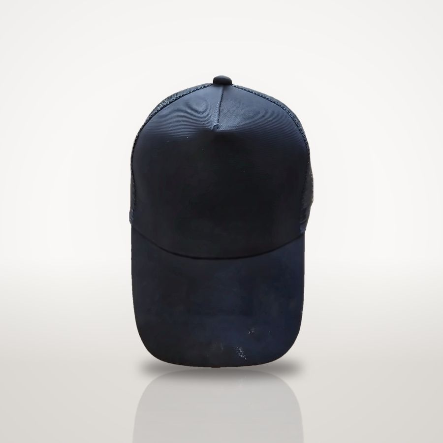Navy trucker cap, front view